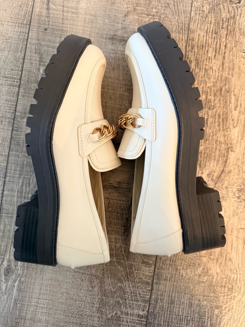 Sam Edelman Taelor Chunky Leather Loafers NWOB Cream Size 9 - Picture 5 of 7